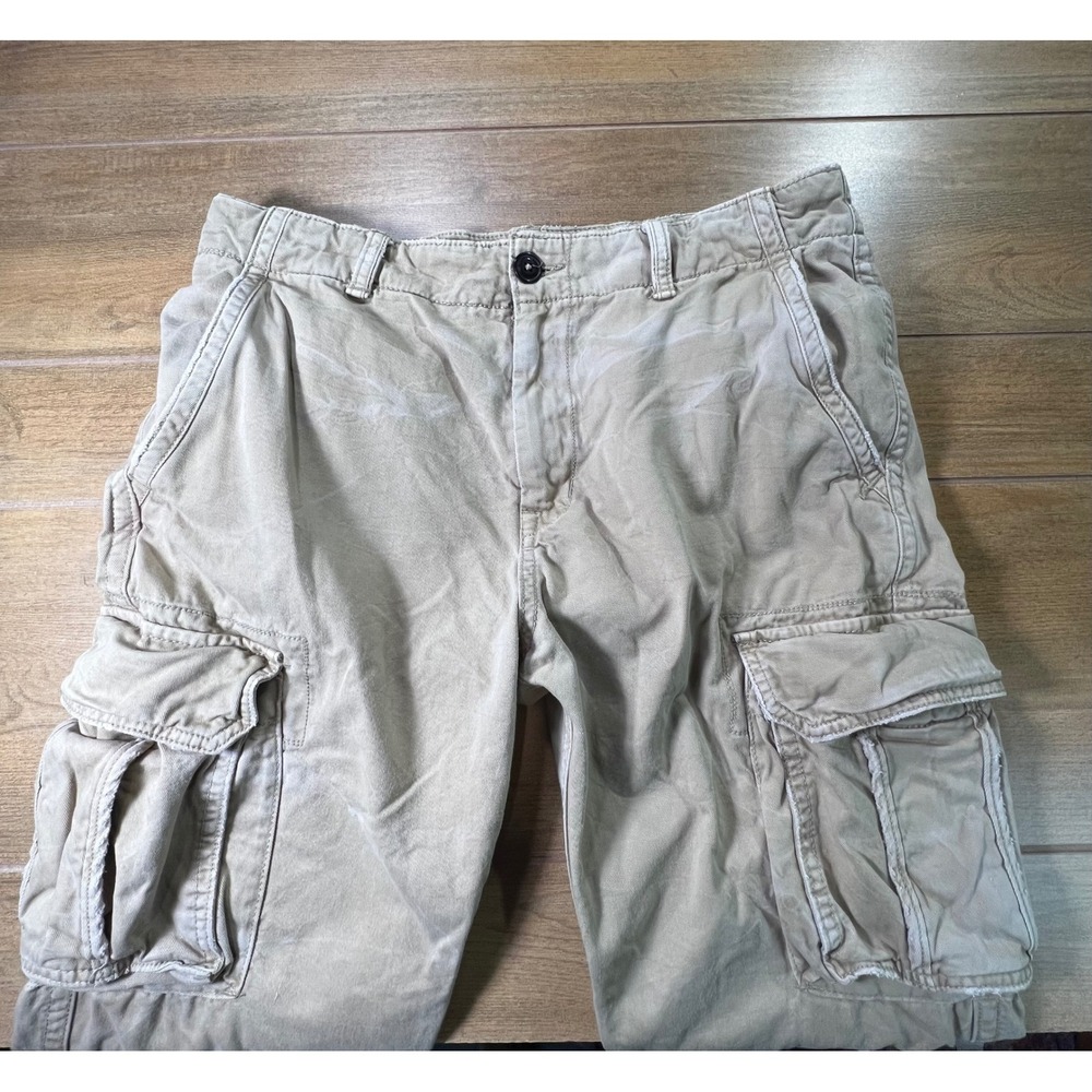 American Eagle Outfitters Mens Khaki Cargo Pants Relaxed Fit Distressed Sz 34x31 - Picture 7 of 10